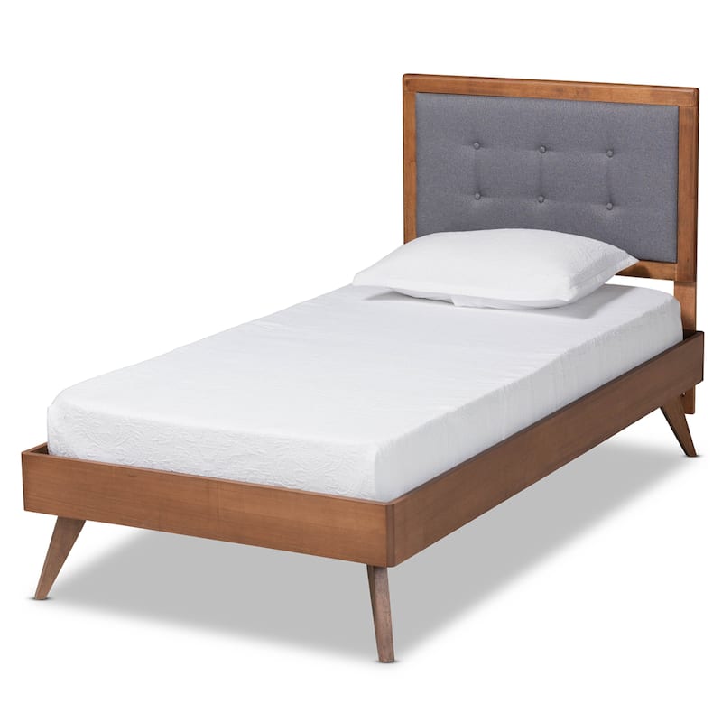Alida Mid-Century Modern Twin Size Platform Bed - Champagne