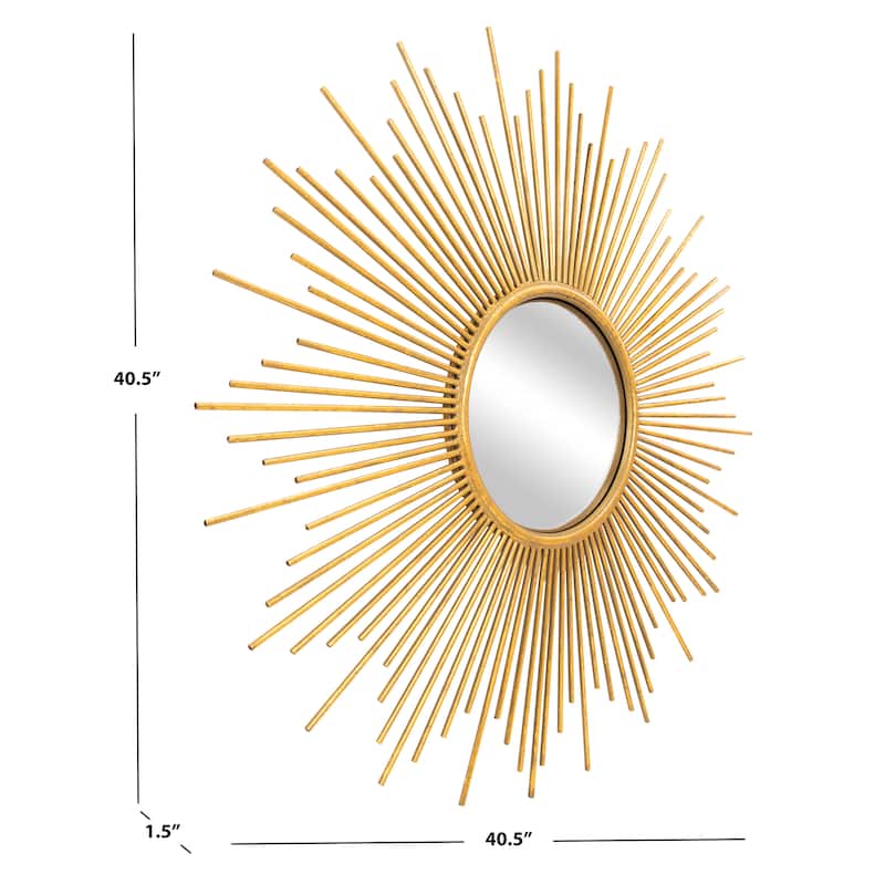 SAFAVIEH Vila 41-inch Gold Sunburst Round Mirror - 40.5" W x 1.5" L x 40.5" H