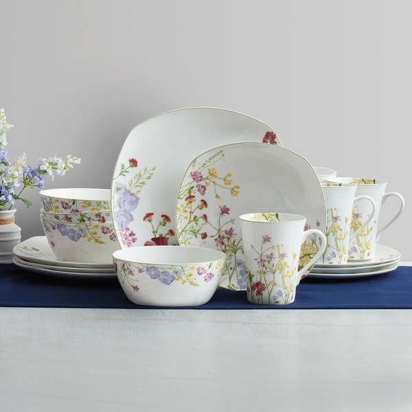 Mikasa Wildflower Garden Square 16-Piece Dinnerware Set, Service