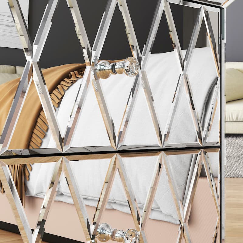 2-Drawer Mirrored Nightstand, Set of 2