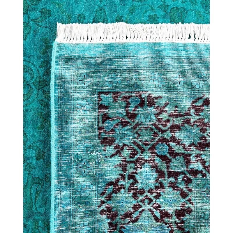 Fine Vibrance, One-of-a-Kind Hand-Knotted Area Rug - Green, 6' 1" x 9' 0" - 6' 1" x 9' 0"