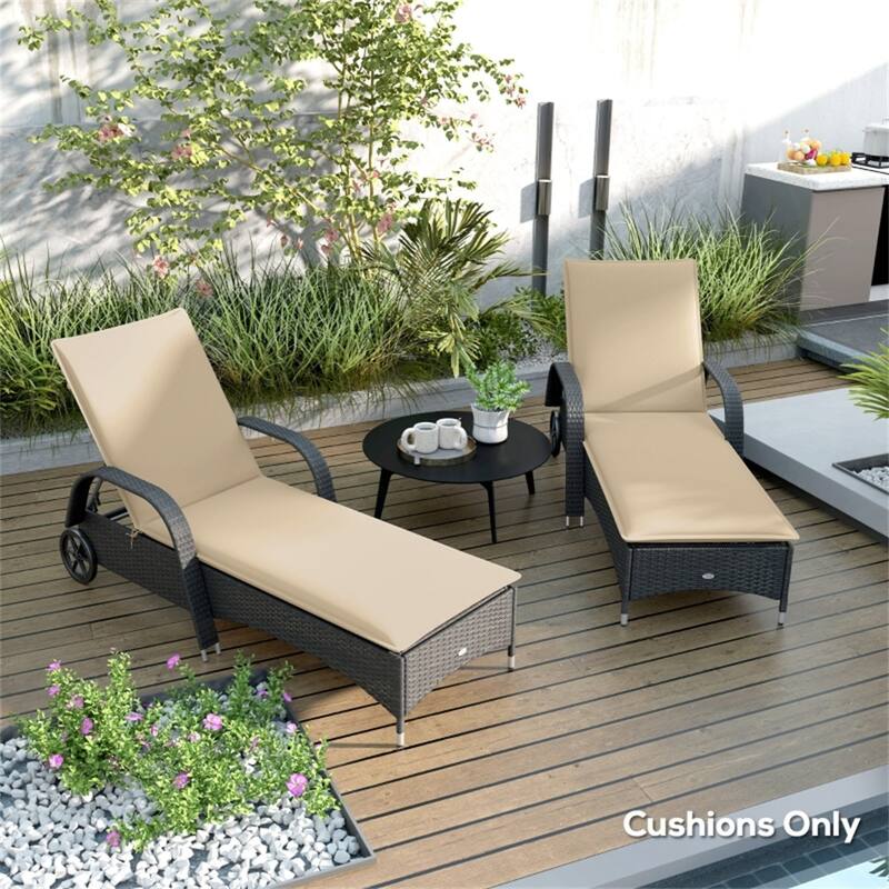 Polyester Foam Outdoor Lounge Chair Cushions Set of 2 - 76" L x 22.8" W x 2.4" D