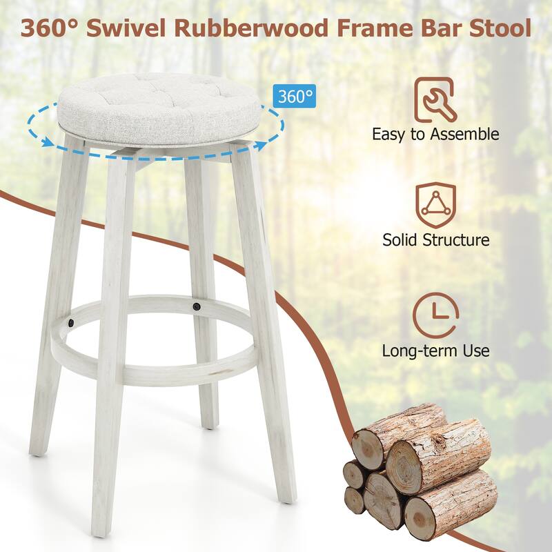 Gymax Set of 4 Swivel Bar Stools 30'' Bar Height Upholstered Seats