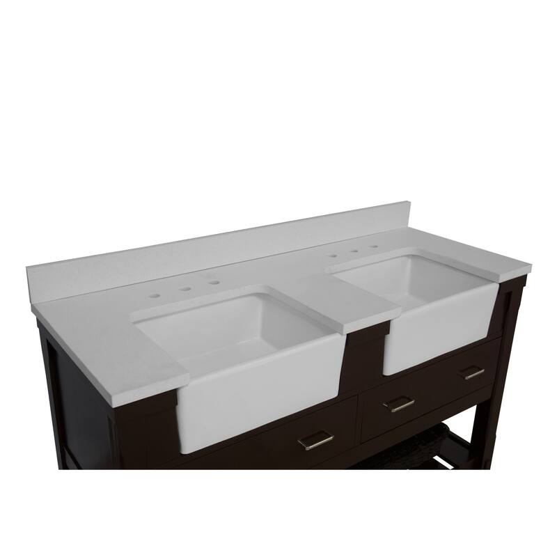 KitchenBathCollection Charlotte 60" Double Farmhouse Vanity with Quartz Top