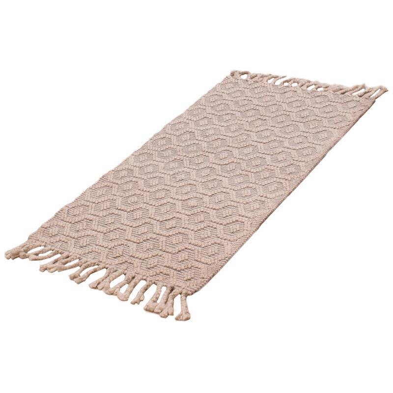 ECARPETGALLERY Braid weave Sienna Cream, Grey Wool Rug - 3'0 x 5'0