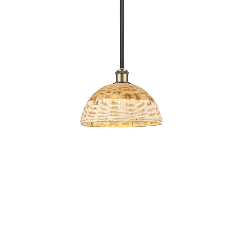 Innovations Lighting 516-1S-9-12 Bristol Natural II Pendant Bristol - Black Antique Brass / Natural