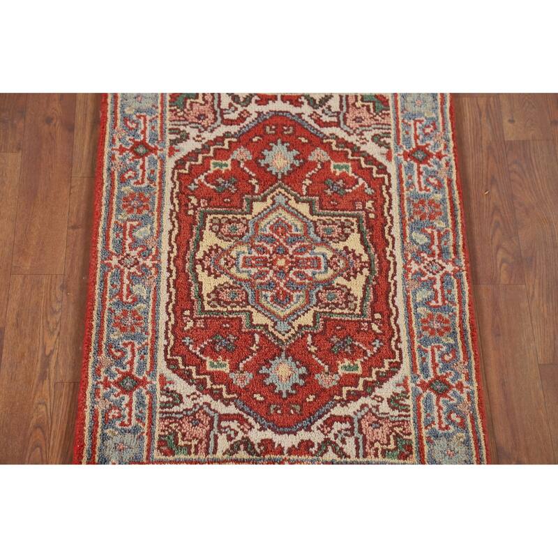 Geometric Heriz Serapi Oriental Accent Rug Hand-Knotted Wool Carpet - 2'0" x 3'0"