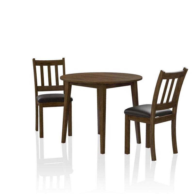 Cozy 3pc Dining Set Round Dining Table And 2x Side Chairs Walnut, Dark Brown Transitional Solid wood Dining Room Furnitu