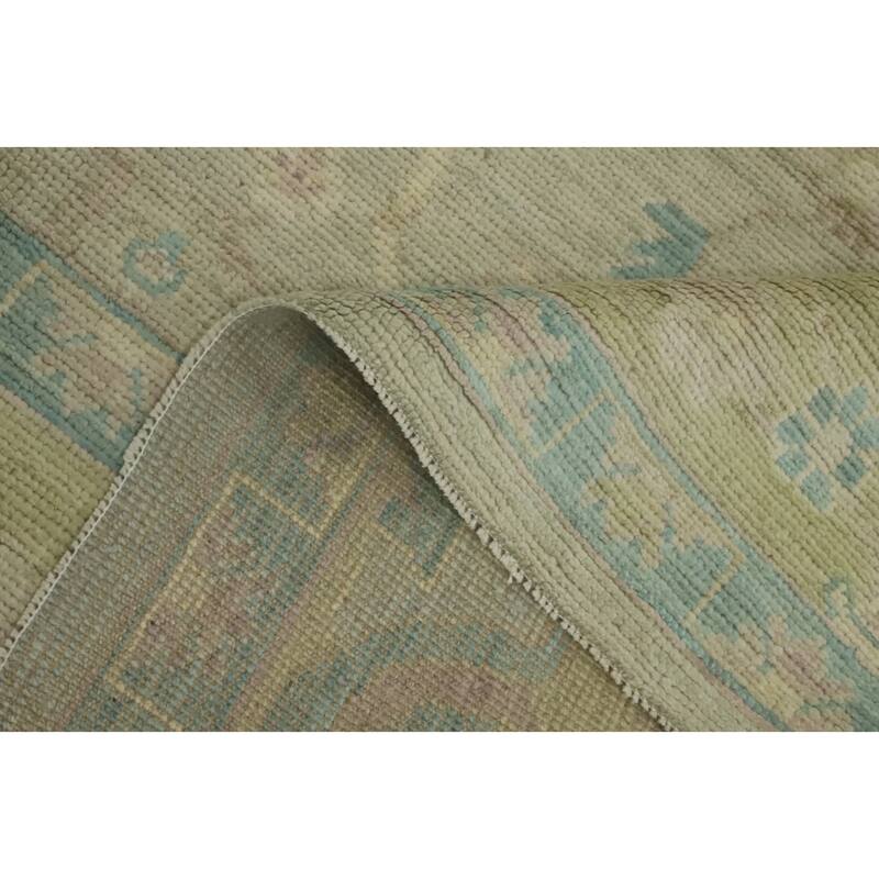 Vegetable Dye Wool Oushak Turkish Area Rug Floral Geometric - 12' 1'' X 8' 9''