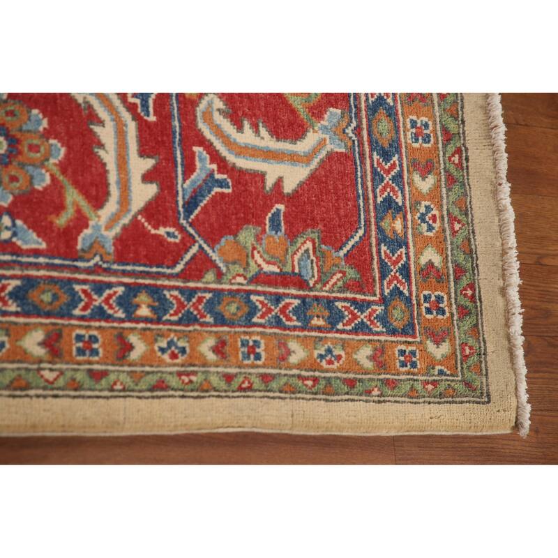 Ivory Kazak Area Rug Handmade Wool Carpet - 8'10"x 11'6"