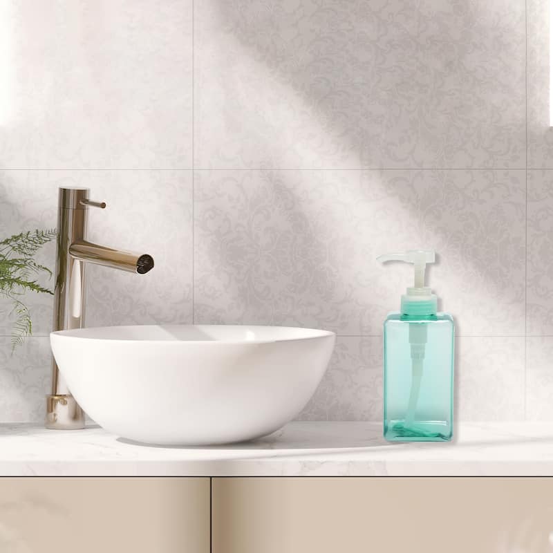 Square Simple Soap Pump Dispenser for Bathroom Laundry Rooms - Clear Lake Blue - 450ml