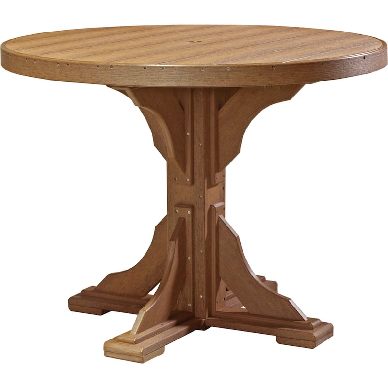 Poly Lumber Round Dining Table Set with Regular Chairs - Counter Height - Antique Mahogany Woodgrain