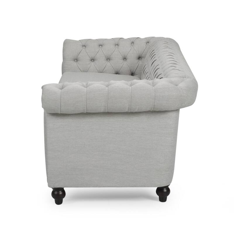 Modern 3-Seat Chesterfield Botton Tufted Sofa with Scrolled Arms