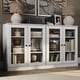 preview thumbnail 73 of 75, 100% Solid Wood Sideboard with Glass or Solid Wood Doors by Palace Imports - 64" x 35.75" White - Glass