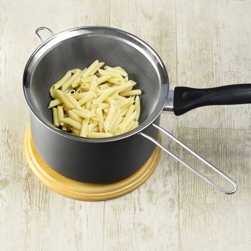 YBM Home Stainless Steel Fine Mesh Strainer Colander Sieve with Handle for Rinsing Grains Beans Rice Fruits