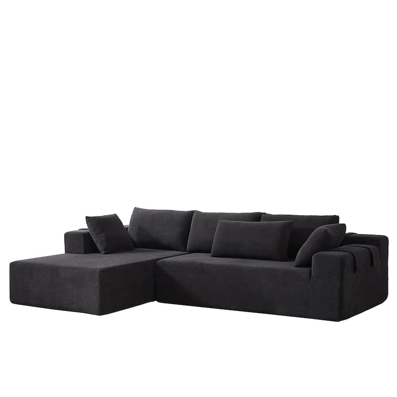 L Shaped Modular Sectional Sofa with Chaise Lounge, Oversized Chenille Upholstered Sofa, Deep Seat Sofa with 6 Pillows