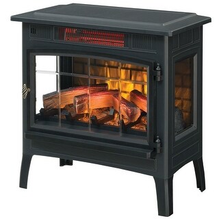 Black Infrared Quartz Electric Fireplace Stove Heater - 13.1 x 24 x 23.4 inches