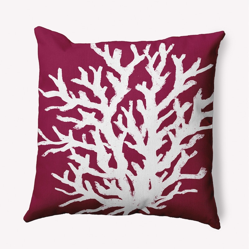 Big Seaweed Polyester Indoor Pillow - Maroon Red - 26" x 26"