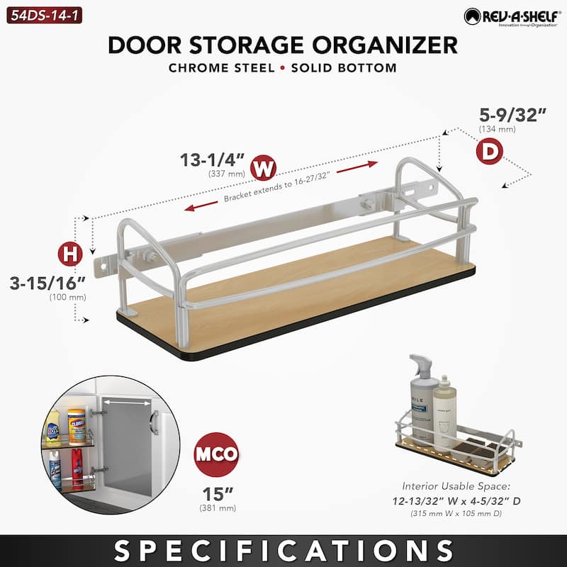 Rev-A-Shelf Base Cabinet Heavy Duty Door Mounted Storage Organizer, 54DS-14-1 - 2.7
