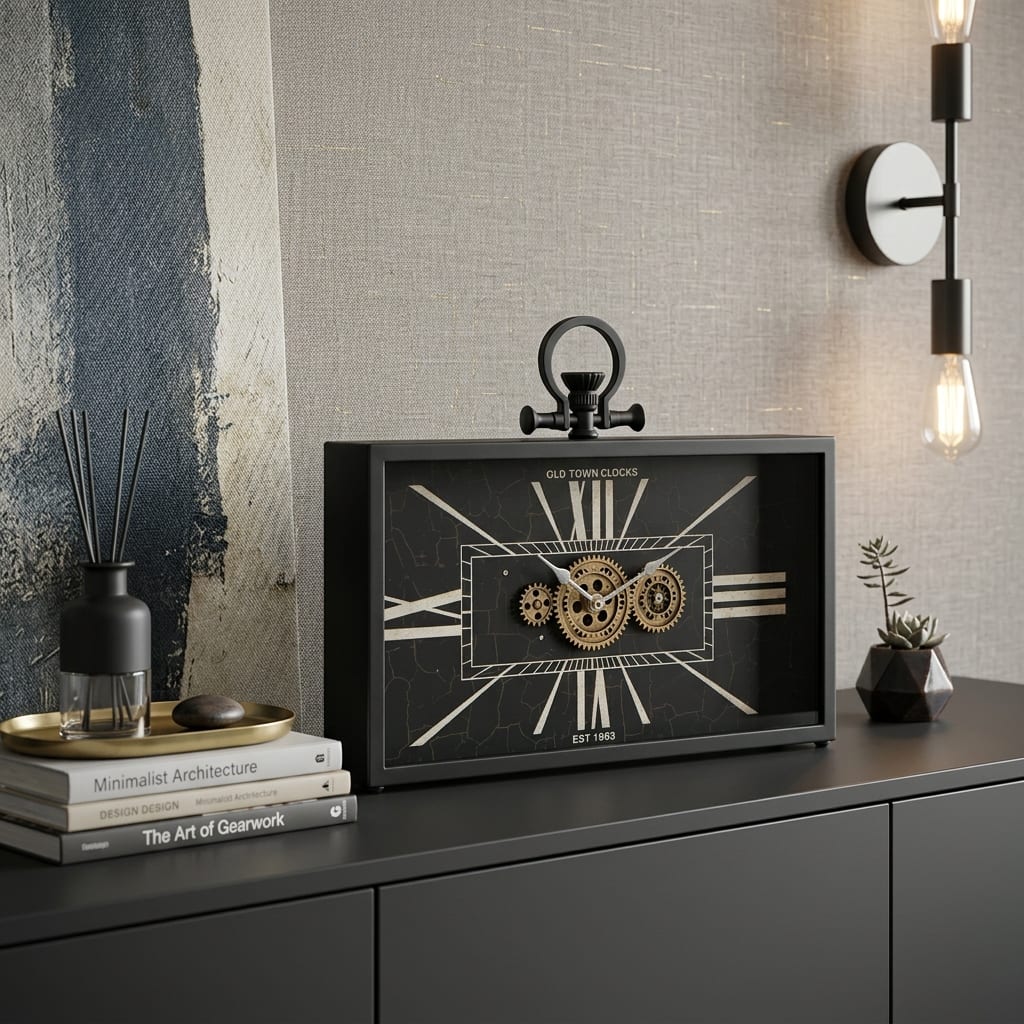 HomeRoots 13" Black and Gold Metal and Glass Analog Vintage Style Crackle Wall Clock - 13.00 in. x 17.70 in. x 3.10 in.