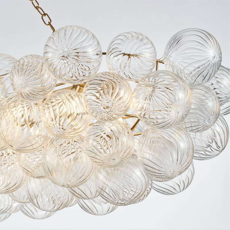 Gold Bubble Ball Chandelier, LED Pendant Light with Glass Globes
