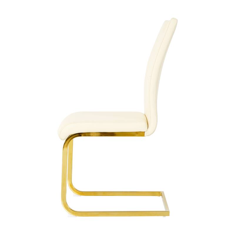 Modern PU Dining Chair with Gold Metal Legs, Versatile for Kitchen, Living Room, Bedroom, and Dining Room.