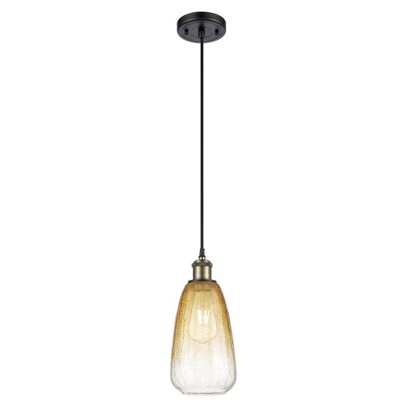 Innovations Lighting Endless Possibilities Ballston - Brookhaven Almond - 1 Light 6" Cord Hung Mini Pendant - Black Antique Brass/Amber