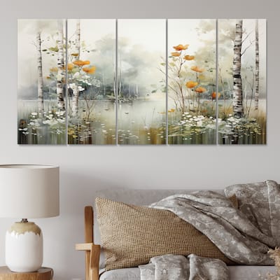 Designart "Minimalism Forest Woods I" Landscapes Multipanel Wall Art Living Room set