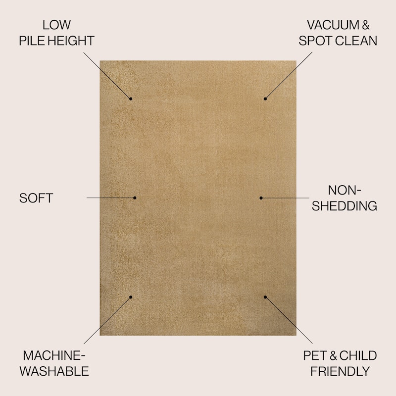 JONATHAN Y Fawning Classic Solid Low-Pile Machine-Washable Terra Area Rug