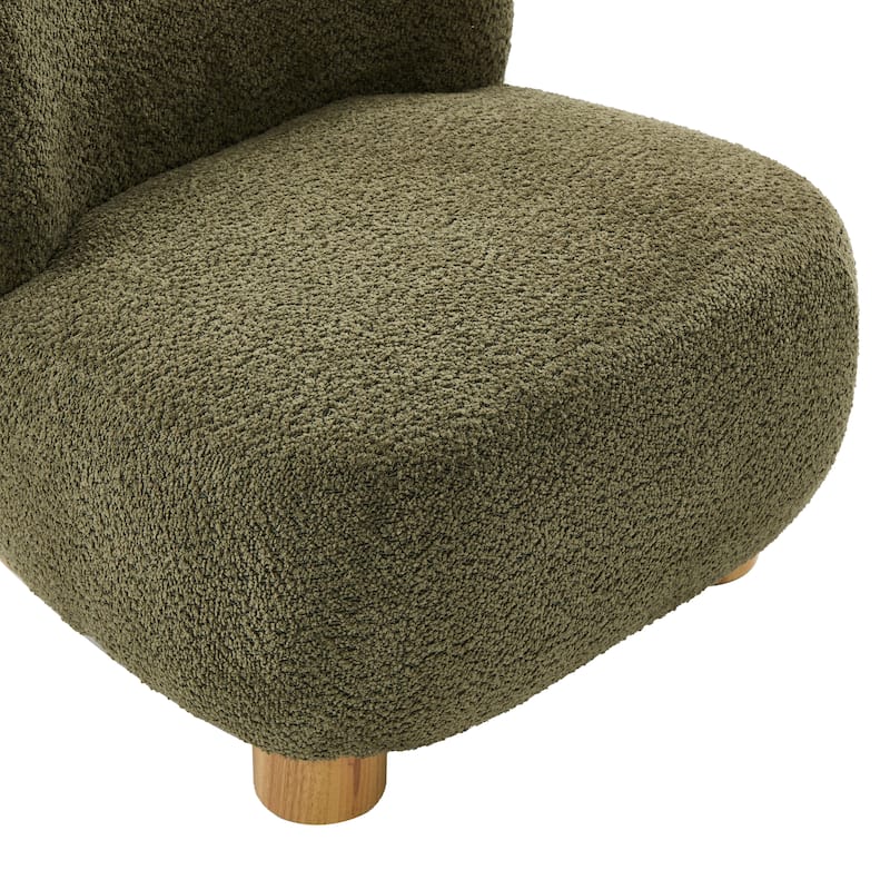 Christopher Knight Home - Modern Boucle Upholstered Accent Chair with Solid Rubberwood Legs