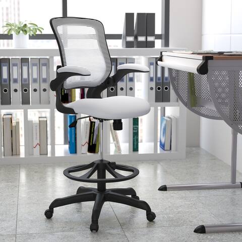 Mid-back Mesh Ergonomic Flip-up Arms Drafting Chair