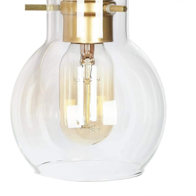 Modern Glam 4-Light Linear Bathroom Vanity Light Gold Metal Wall Sconces with Clear Glass