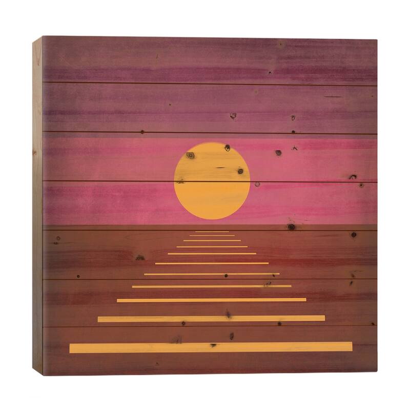 Minimal Landscape XIV Print On Wood by Marco Gonzalez - Multi-Color - 26x26x1.5