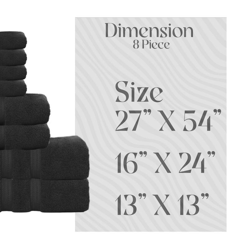 Home Weavers Elegance Essentials 550GSM Cotton Zero Twist Super Absorbent Bath Towel Set of 8