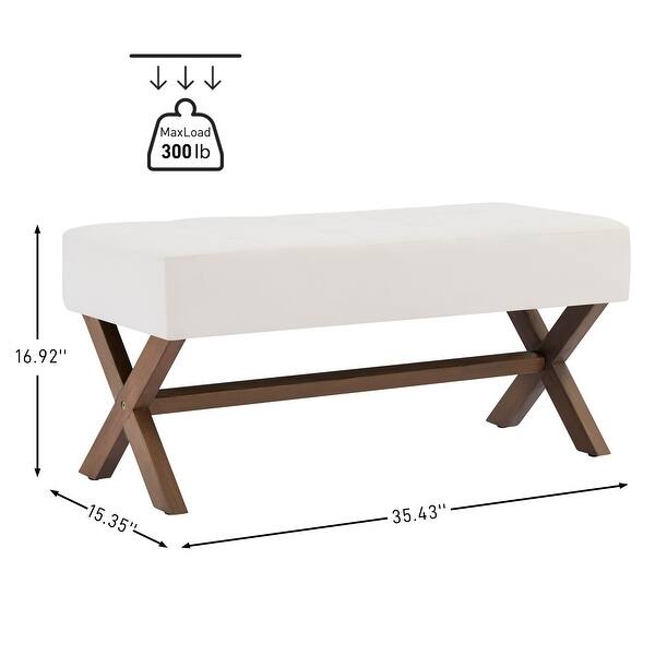 Fabric Entryway Bench Beige/ Grey/ White Upholstered Bench with X ...