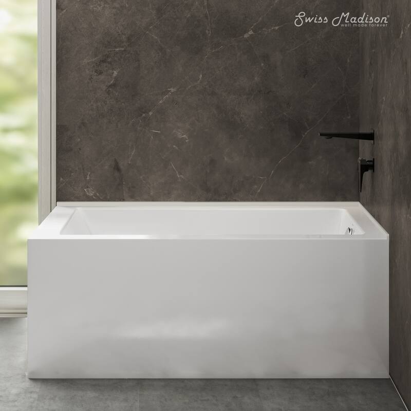 Voltaire 72 X 36 Right Drain Soaking Alcove Corner Apron Bathtub In Glossy White