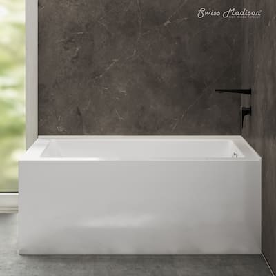 Voltaire 72 X 36 Right Drain Soaking Alcove Corner Apron Bathtub In Glossy White