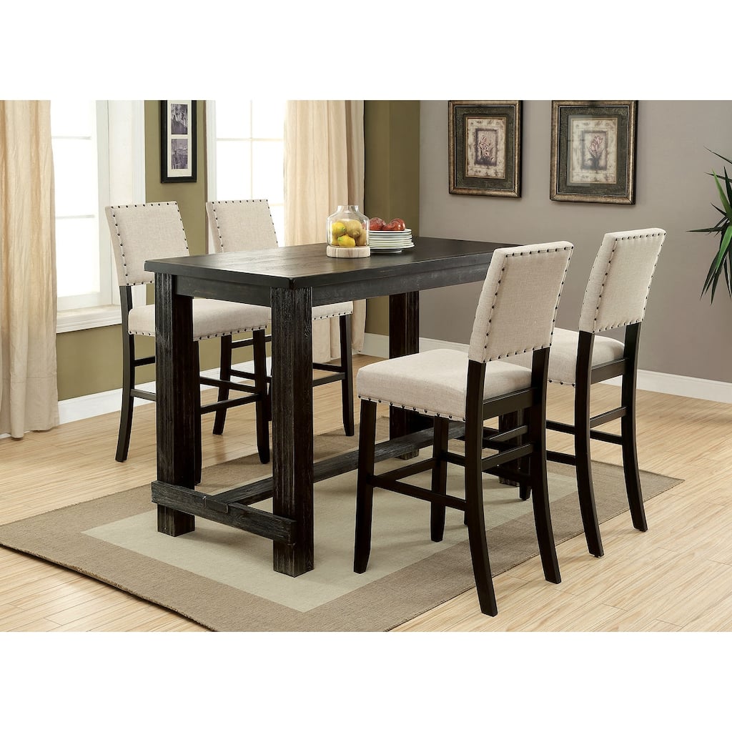 5 Piece Kitchen Dining Table Set, Counter Height Dining Table Set with Rectangular Table and 4 Chairs with Nailhead Trim
