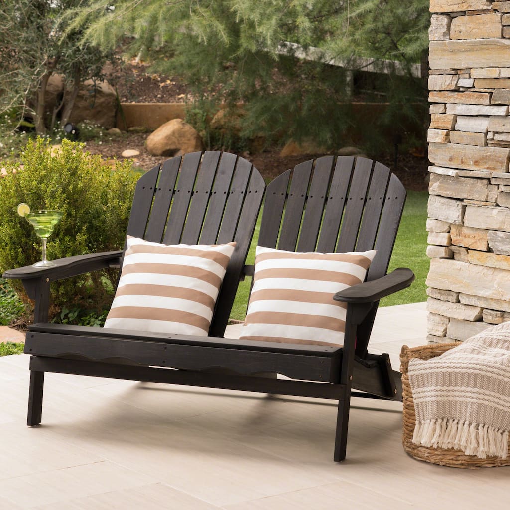 Roomfitters Outdoor Loveseat Bench, Weather-Resistant Wood Seating for Relaxed Patio and Garden Lounging, Dark Grey
