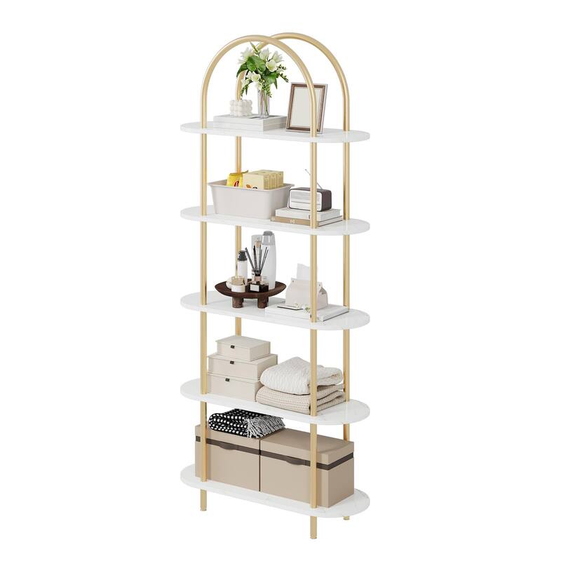 5-Shelf Bookcase, 71" Tall Metal Bookshelf,Modern Open Display Rack with Adjustable
