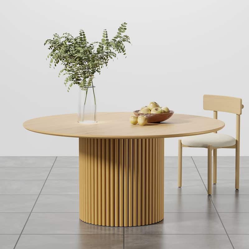Wooakway Solid Wood 60'' Round Dining Table for 6 People Nordic style - 60*30
