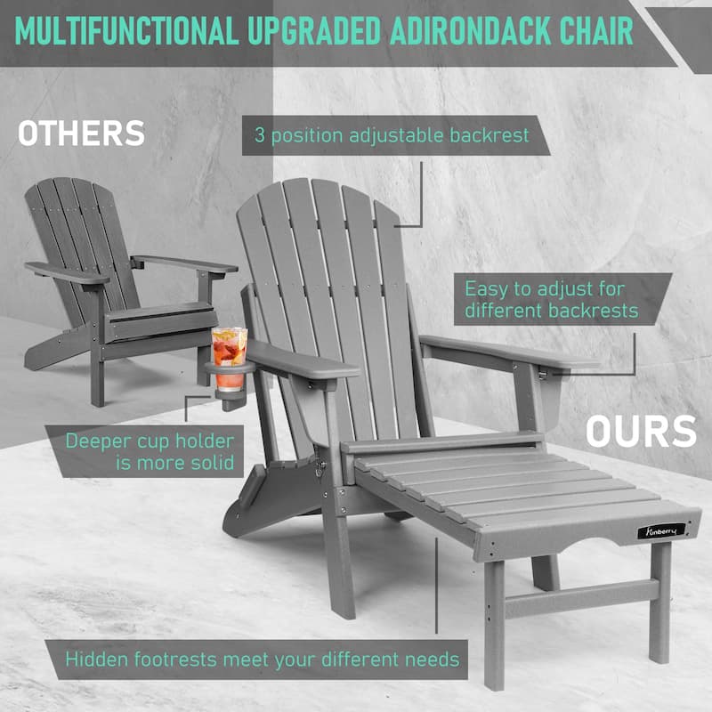 Vrakae Folding and Adjustable Adirondack Chair with Ottoman
