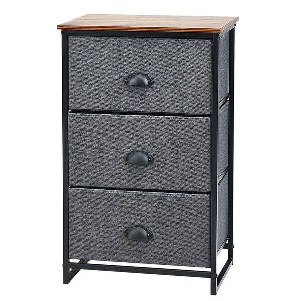 Shop Gymax 3 Drawers Nightstand Side Table Storage Tower Dresser