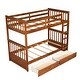 preview thumbnail 21 of 51, Twin Over Twin Bunk Bed Convertible 2 Platform Beds, Wooden Panel Bed with Ladder, Guardrail and 2 Drawers
