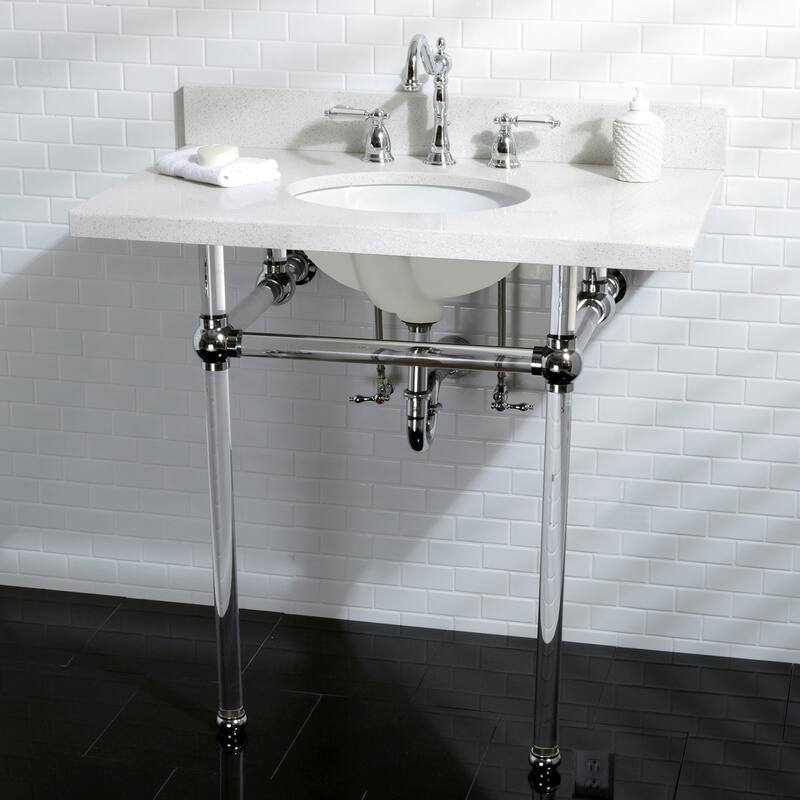 Wilshire Deck Mount Widespread Bathroom Faucet with Brass Pop-Up