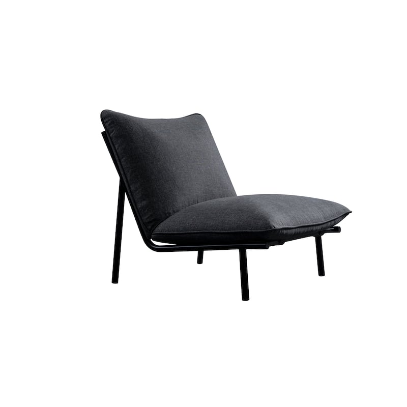 NADAAL STUDIOS Varyn Outdoor Accent Chair, Stainless Steel Frame and Olefin Upholstery, Speckled Charcoal