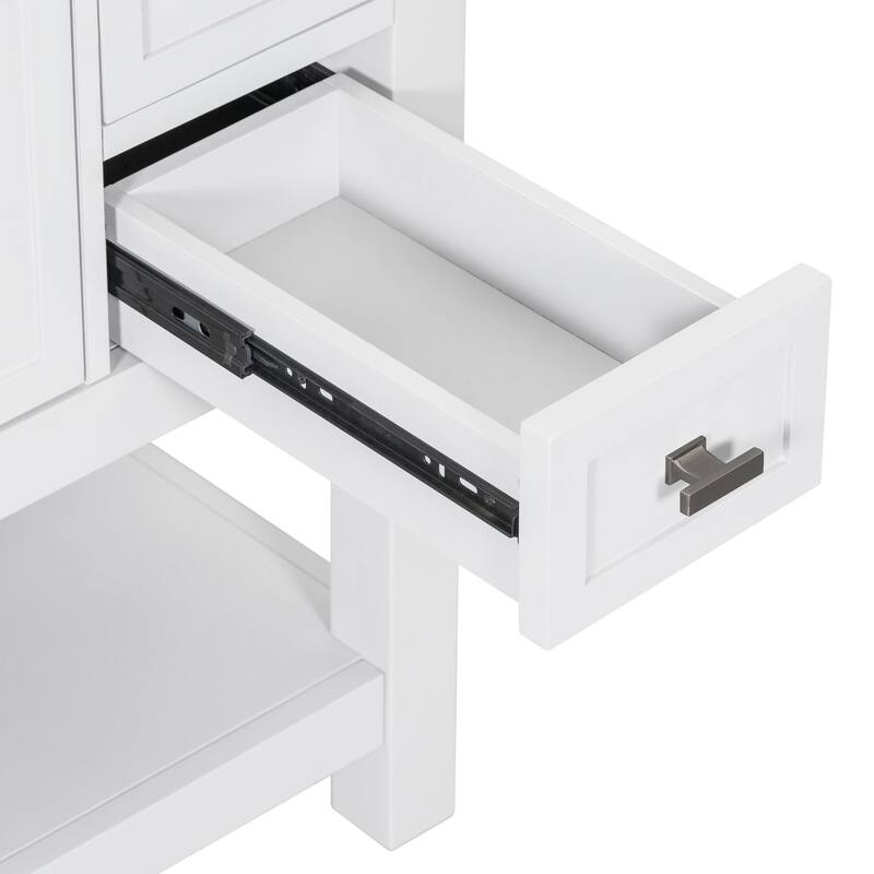 Plywood Freestanding Bathroom Vanity Set in Maple with Integrated Ceramic Sink with Drain - 36" x 18"