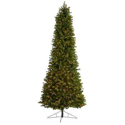 9.5' Slim Colorado Mountain Spruce Artificial Christmas Tree with 1400 Warm White Micro LED Lights