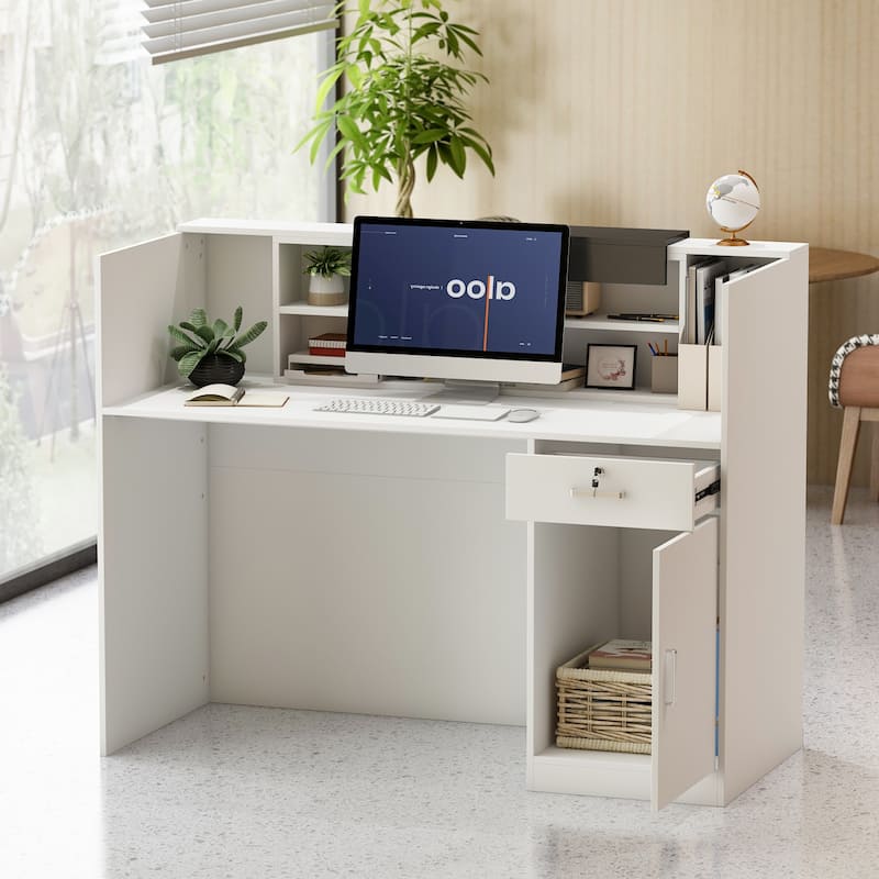Kerrogee Rectangular Wood Reception Desk Working Desk Secretary desk