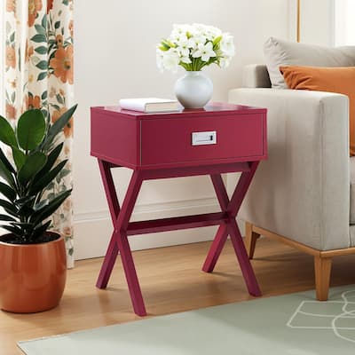End Table with Large Trunk Style Drawer and Smooth Top Surface, Modern Storage Accent Table with Concealed Space for Essentials